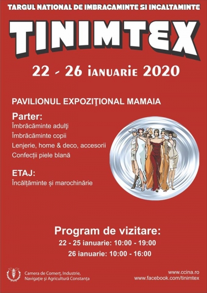 TINIMTEX – Târg National de Imbrăcăminte – Incălțăminte Ediția de OFERTE SPECIALE 22 - 26 ianuarie 2020