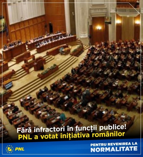 Grupul #PNL a susţinut şi a votat iniţiativa cetăţenească 'Fără infractori în funcții publice!