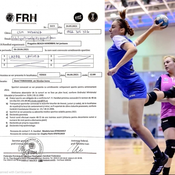 Lavinia Lazăr este sportiva noastră care a fost convocată la Federația Română de Handbal - Beach Handbal!