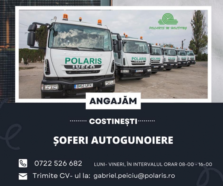 Polaris M Holding - COSTINEȘTI
angajează ȘOFERI AUTOGUNOIERE!