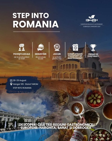 Descoperă Dobrogea, prin degustări și povești locale, la standul TAROM - STEP INTO ROMÂNIA!