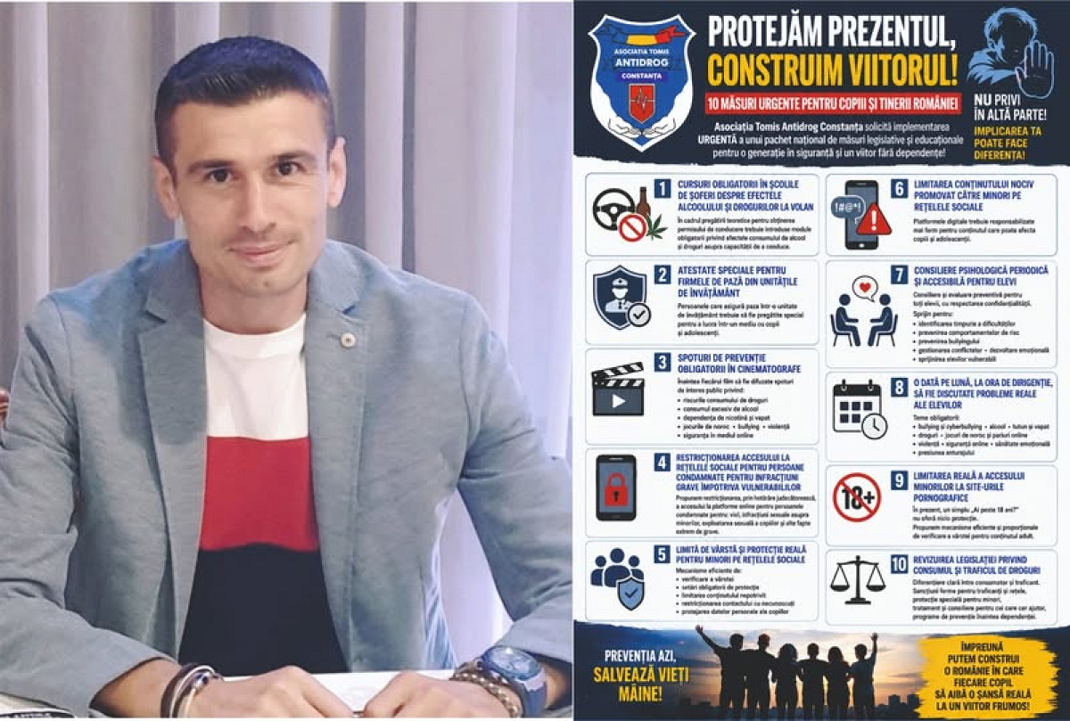 Asociația Tomis Antidrog Constanța solicită implementarea URGENTĂ a unui pachet național de 10 măsuri legislative pentru protejarea copiilor și tinerilor