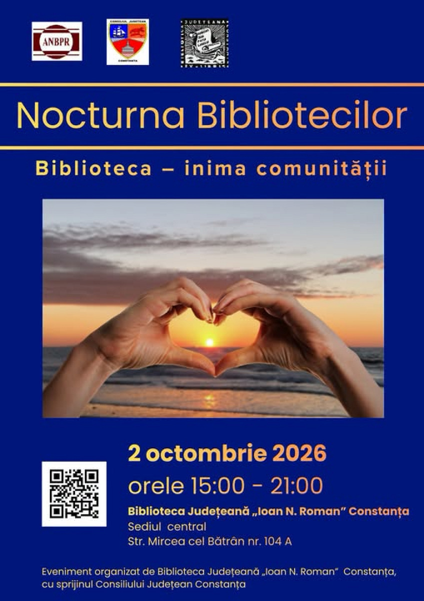 Biblioteca Județeană Constanța participă la Nocturna Bibliotecilor 2026 și va rămâne deschisă până seara, târziu