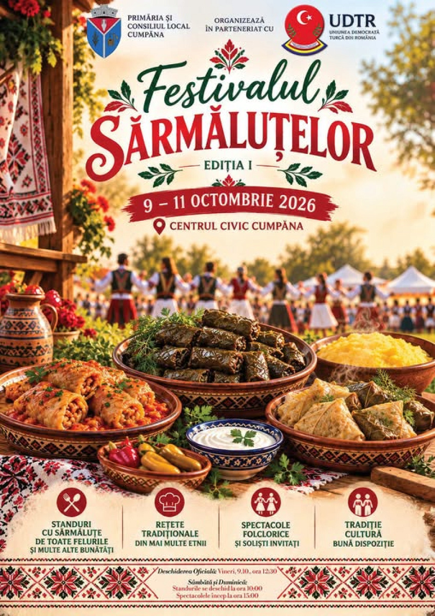 Comuna Cumpăna vă invită la prima ediție a „Festivalului Sarmăluțelor”, în perioada 9-11 octombrie!