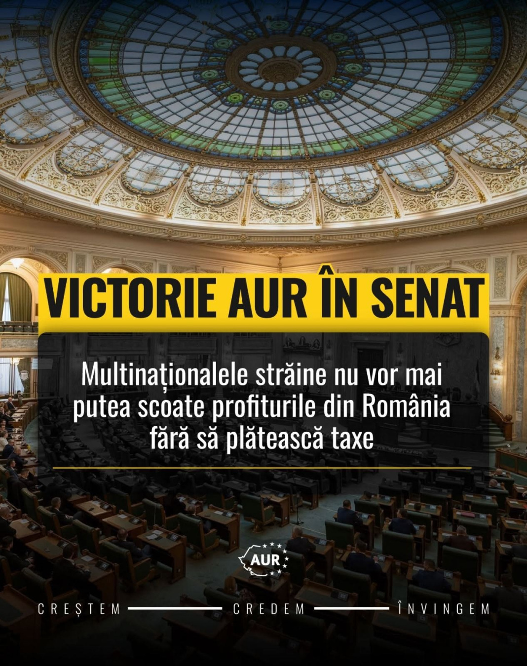Senatorul AUR Nicolae Vlahu: „Victorie AUR! Profitul realizat în România trebuie impozitat corect în România!”