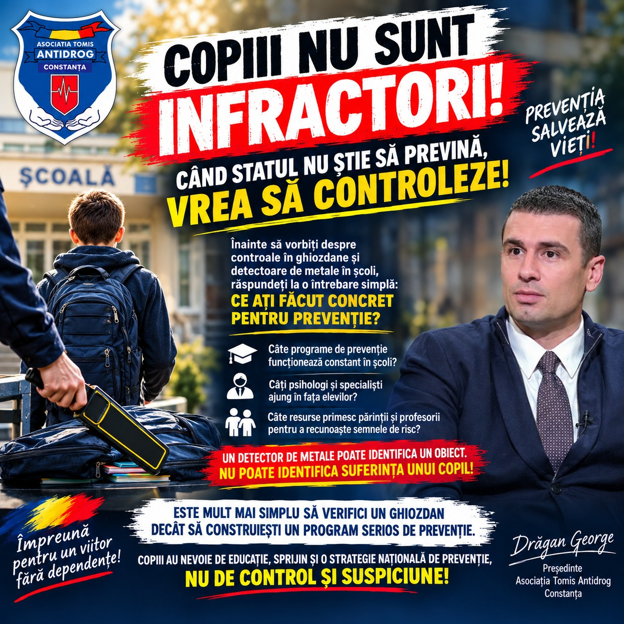 COPIII NU SUNT INFRACTORI! CÂND STATUL NU ȘTIE SĂ PREVINĂ, VREA SĂ CONTROLEZE!