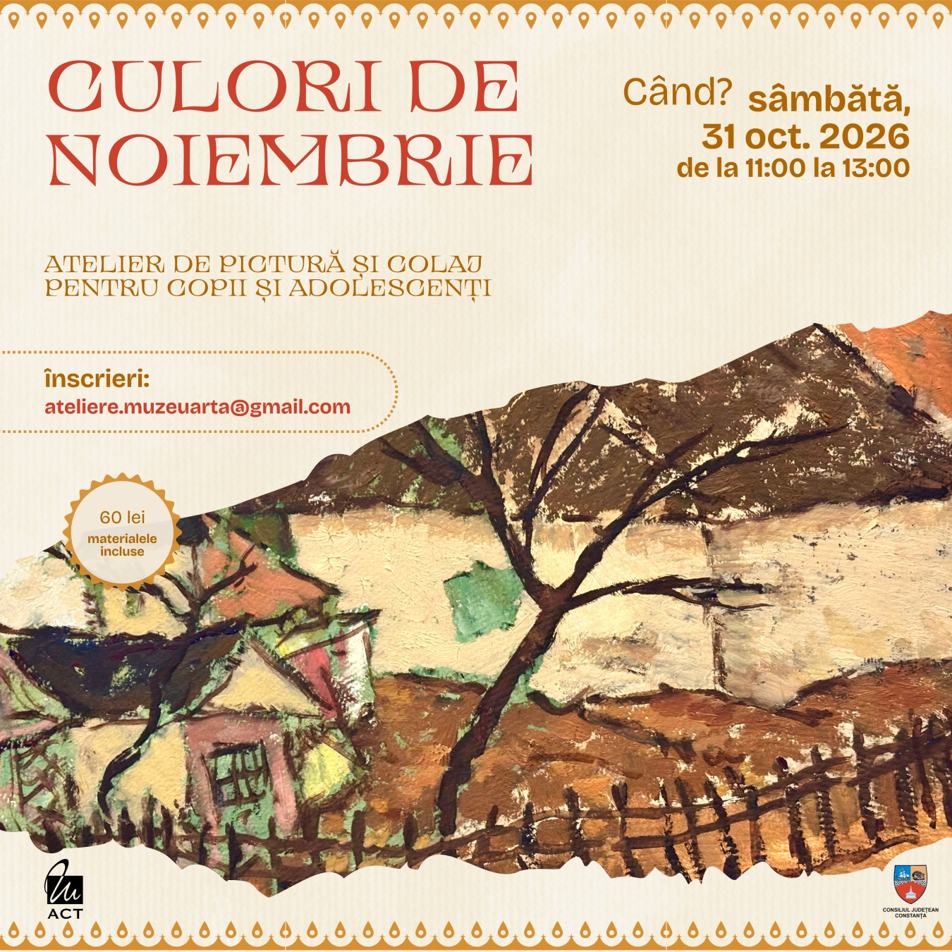 „Culori de noiembrie” — atelier de pictură și colaj pentru copii și adolescenți