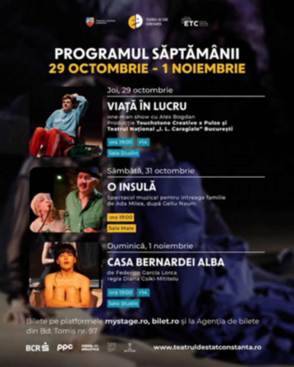 Weekend-ul acesta la Teatrul de Stat Constanța: o confesiune, o insulă și o casă cu porțile închise