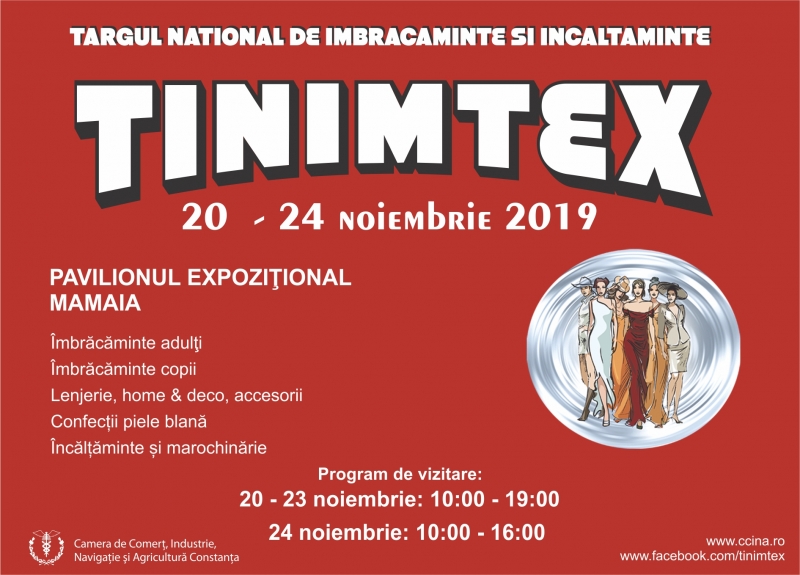 TINIMTEX – Târg Naţional de Îmbrăcăminte – Încăltăminte şi Cadouri Ediţia de Iarnă 20 - 24 noiembrie 2019