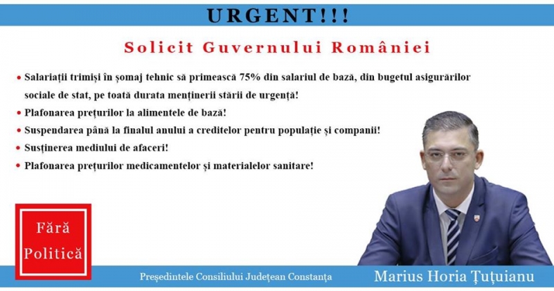 Horia Marius Țuțuianu solicită Guvernului României