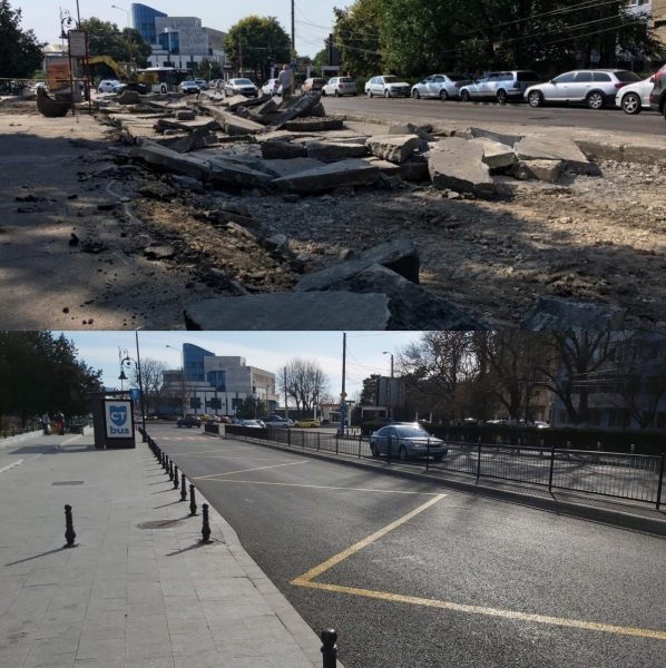 Asfalt nou, trotuare și borduri moderne pe strada Mihai Viteazu