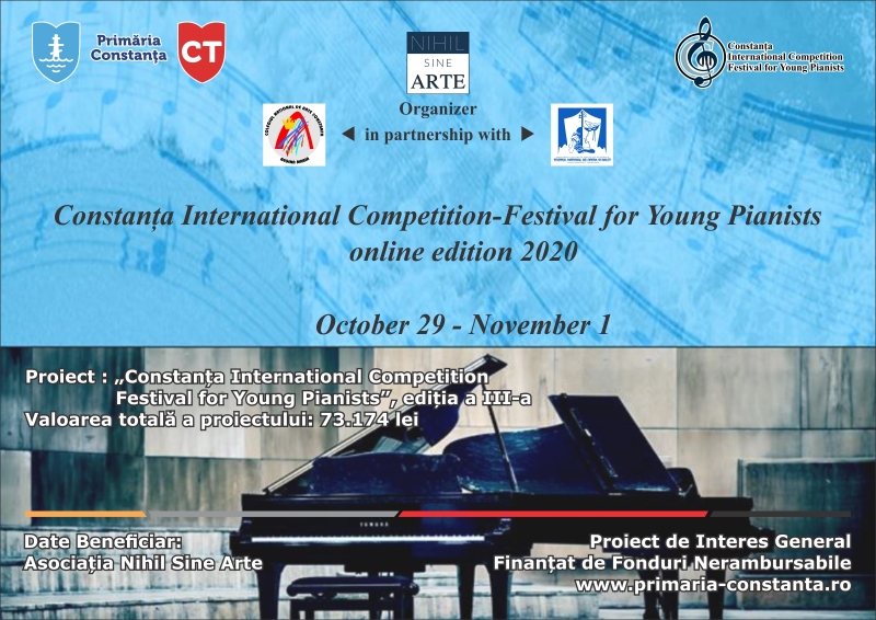 Începe ”Constanța International Competition- Festival for Young Pianists”, eveniment finanțat de Primăria Municipiului Constanța
