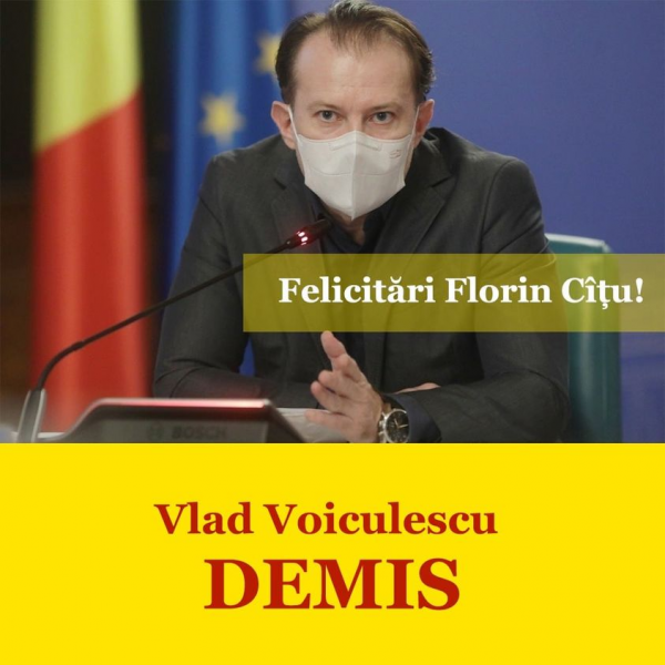 Premierul Florin Cîțu l-a demis din funcție pe Ministrul Sănătății Vlad Voiculescu 