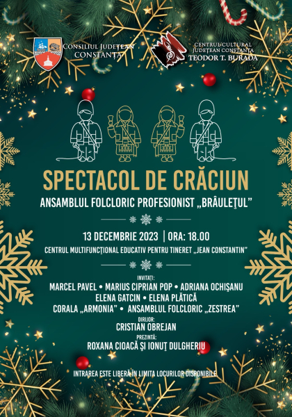 Spectacol de Crăciun susținut de Ansamblul Folcloric Profesionist „Brâulețul” și invitații săi