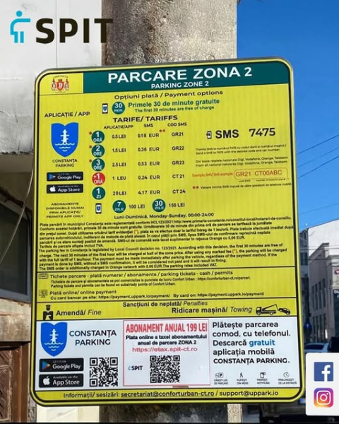 Cum poate fi achitat abonamentul anual de parcare Zona 2