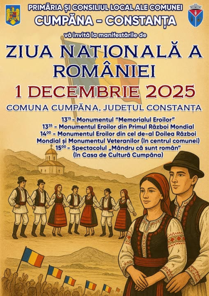 Invitație la Ziua Națională a României, în comuna Cumpăna