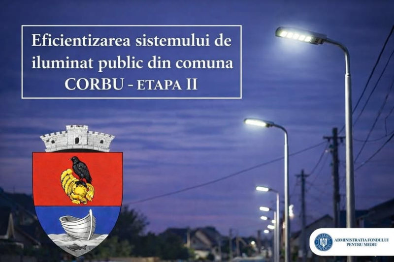 Primarul comunei Corbu a obținut finanțare nerambursabilă pentru iluminat public modern și inteligent