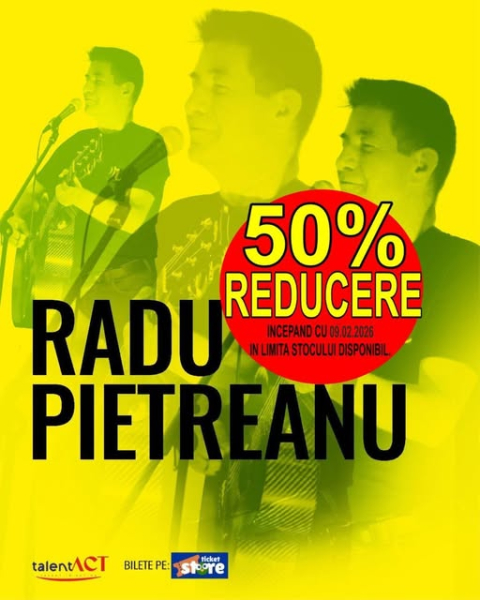 50% REDUCERE! 
Standu-up comedy cu RADU PIETREANU