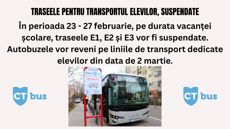 Traseele E1, E2, E3, suspendate pe perioada vacanței!