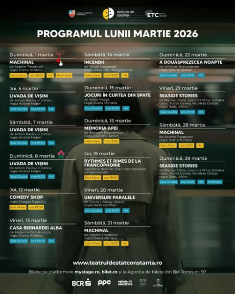 Martie la Teatrul de Stat Constanța: un program care nu îți lasă nicio scuză să stai acasă