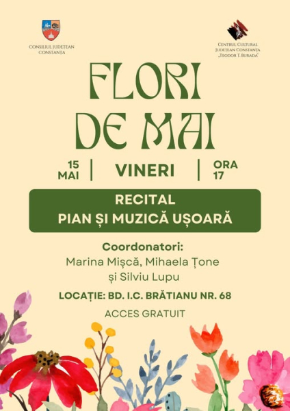 Invitație la „Flori de Mai”, un recital al  claselor de pian și muzică ușoară