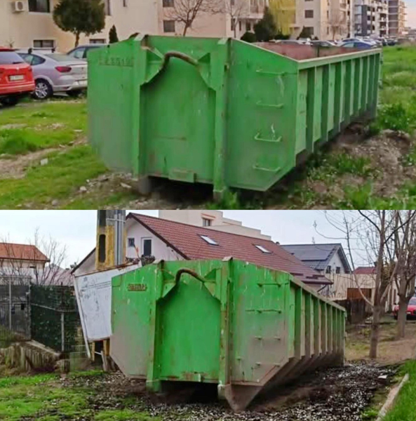 Colectați responsabil deșeurile voluminoase! Vă rugăm să le depozitați în benele de culoare verde!