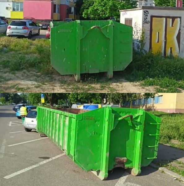 Colectați responsabil deșeurile voluminoase! Vă rugăm să le depozitați în benele de culoare verde!