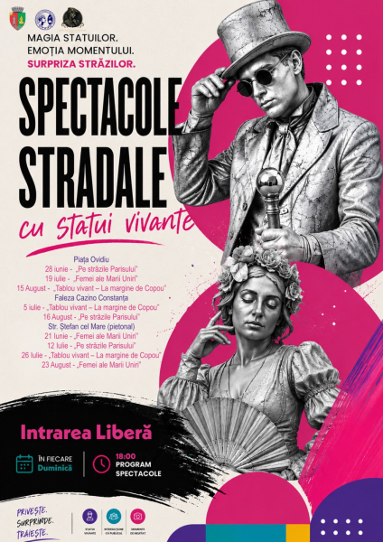 Din inima Constanței... direct pe străzile Parisului! Statuile vivante dau întâlnire publicului în Piața Ovidiu