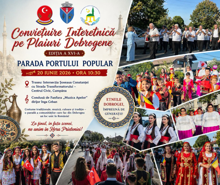 Dobrogea pornește la drum, împreună, la cea de-a XVI-a ediție a evenimentului „Conviețuire Interetnică pe Plaiuri Dobrogene”