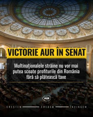 Senatorul AUR Nicolae Vlahu: „Victorie AUR! Profitul realizat în România trebuie impozitat corect în România!”